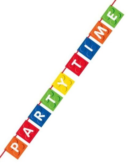 Flaggbanner med Byggeklossetema 1,82 meter Building Blocks Birthday