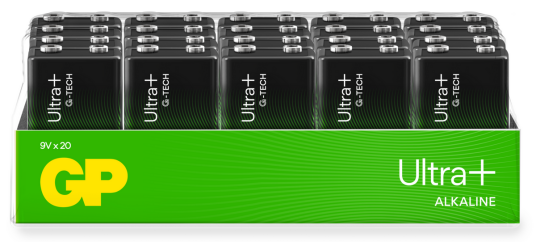 GP Ultra Plus 9V Alkaline Batterier 20-pakning
