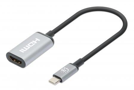 MANHATTAN MH Converter, USB-C Male to HDMI Female, 4K@60Hz, Black, Bag