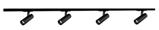 Nordesign Vox Ezra spotskinne 4 spotter 2 meter 4x10W 2700K dimbar RA90 - Svart