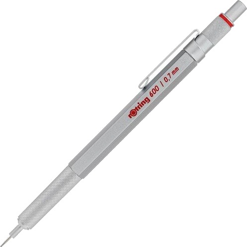 Rotring rOtring 6 Mechanical Pencil .7 mm Sølv All-Metal Body Propelling Pencil Non-Slip Knurled Grip & Hexagonal Barrel Rotring rOtring 6 Mechanical Pencil .7 mm Sølv All-Metal Body Propelling Pencil Non-Slip Knurled Grip & Hexagonal Barrel