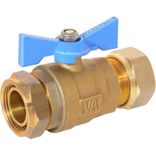 Vatette 8547102 Avstengingsventil 22 mm x G20, rett Blå