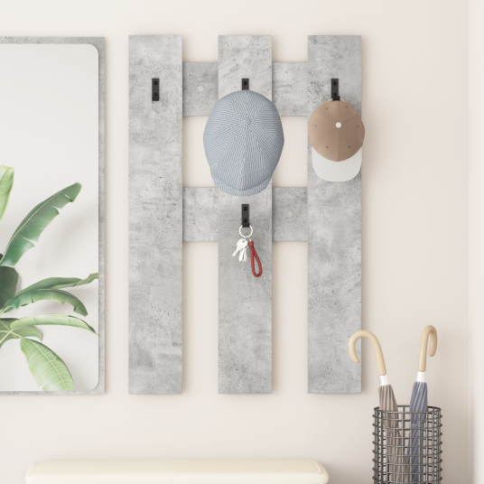 Vegghengt kleshenger Betonggrå 65 x 3 x 100 cm Konstruert tre
