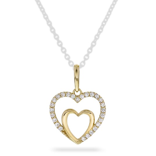 Pan Jewelry, Anheng i 585 gult gull med hjerte og zirkonia Pan Jewelry, Anheng i 585 gult gull med hjerte og zirkonia