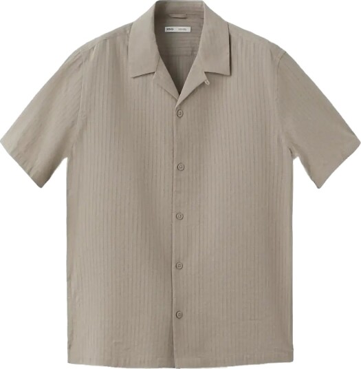 Mango 100% Cotton Shirt With Embroidery Details Beige XL