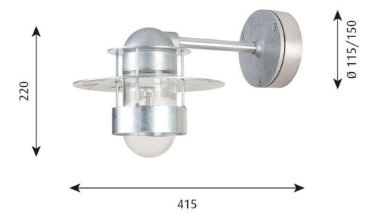 Louis Poulsen - Albertslund Vegglampe Galvaniseret Kort E27 Louis Poulsen