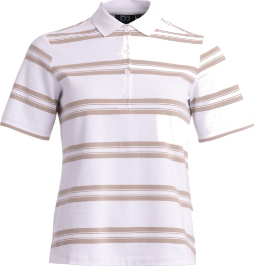Bogeys & Birdies W Cotton Mix Classic Button Stripe Hvit Beige Golf pologenser dame White/Beige X-Large