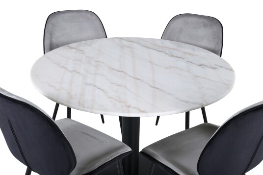 Venture Home Estelle Matgruppe 106 cm Rund med 4 Emma stoler Sort