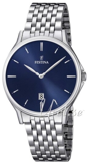 Festina Herreklokke F16744 3 Dress Blå/Stål Ø39 mm Festina Herreklokke F16744 3 Dress Blå/Stål Ø39 mm