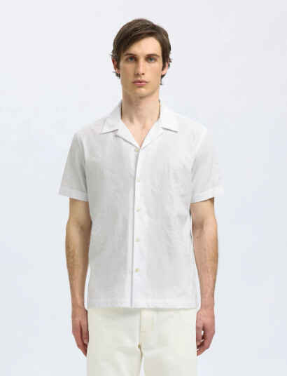 Selected Slhreghyde Aoe Ss Shirt - White - XXL