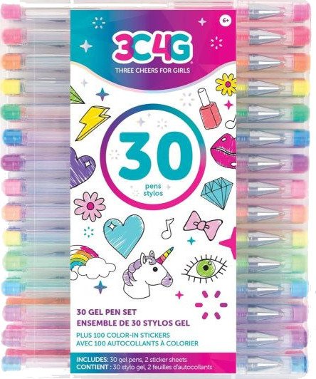 3C4G Gelpennsett - 30 Gelpenner, 100 Fargeleggingsklistremerker - 6+ År