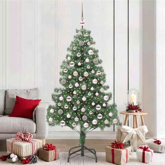  Juletre med 300 LED med stativ grønn 210 cm PVC