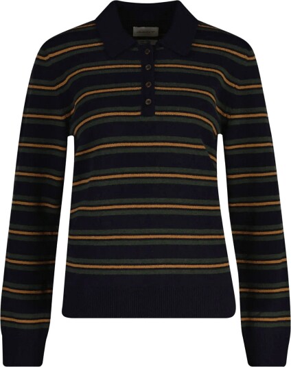 Gant Superfine Lambswool Striped Rugger   Navy   XS