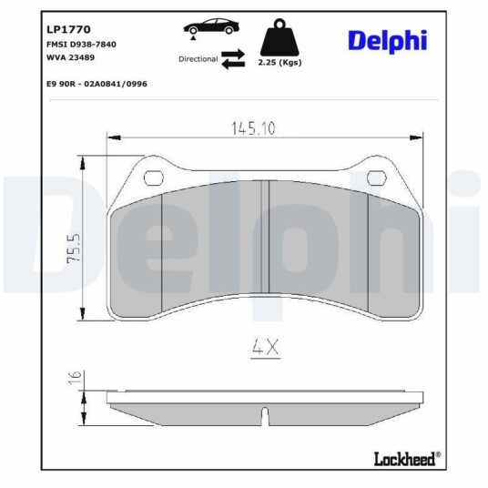 Bremseklosser DELPHI LP1770 Bremseklosser DELPHI LP1770
