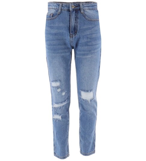 Grunt Jeans Mom Destroy Premium Blue 15 år 170 Jeans Blå