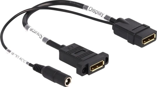 Delock Displayport Kabel Displayport W Til Dc Kontakt Displayport W Panelmonterbar 30 Cm Støtter 4K 60 Hz 3840 X 2160 Svart 87039