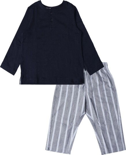 Mango Striped Pyjama Set - NAVY - 92