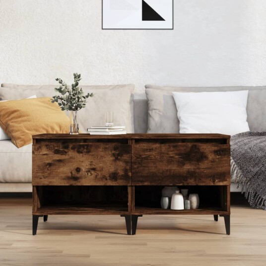 Sidebord 2 stk røkt eik 50x46x50 cm konstruert tre 8720845669041 Sidebord 2 stk røkt eik 50x46x50 cm konstruert tre 8720845669041