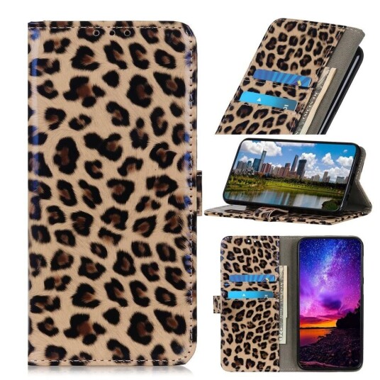 INCOVER Motorola Moto E6 Plus Leopard Deksel med Lommebok Brun