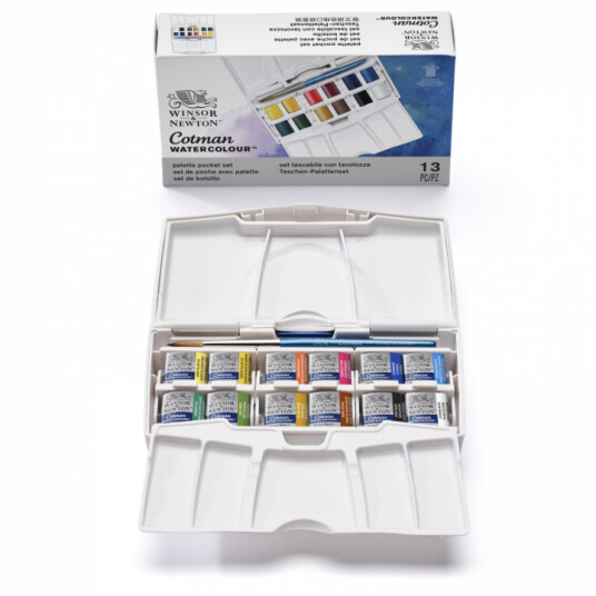 Winsor & Newton Cotman Water Colors Pocket Plus 12 Half Pans