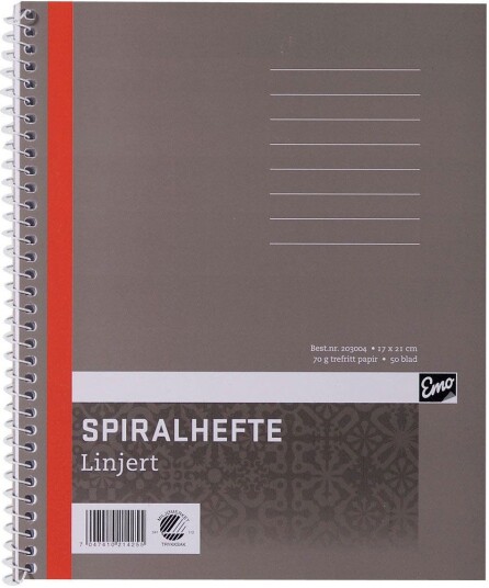 Spiralhefte Emo 17x21cm 70g 50bl linjer Spiralhefte Emo 17x21cm 70g 50bl linjer