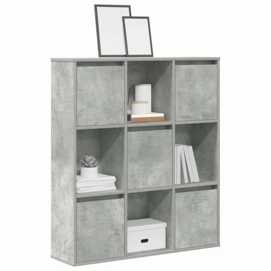 Bokhylle betonggrå 89x24x101,5 cm konstruert tre