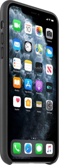 Apple - Baksidedeksel for mobiltelefon - lær, maskinert aluminium - svart - for iPhone 11 Pro Max