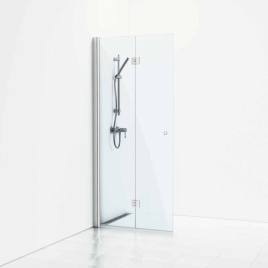 Svedbergs Skoga Dusjdør Leddet Matt Aluminium / 87cm Klart Glass