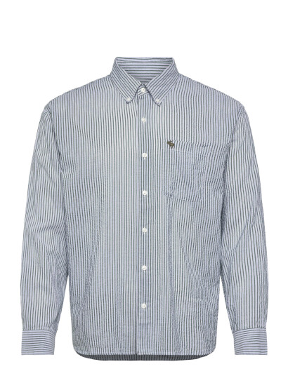 Abercrombie & Fitch Ls Icon Curved Hem Seersucker Poplin - Green - XS Abercrombie & Fitch Ls Icon Curved Hem Seersucker Poplin - Green - XS