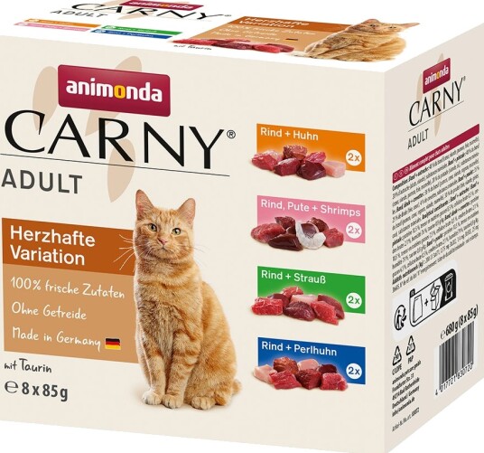 Animonda Carny Våtfôr Pouch Multipakke Smakfulle Varianter 4 Sorter 8 X 85 G 8 X 85 G