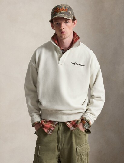 Polo Ralph Lauren Relaxed Fit Logo Collared Sweatshirt White S