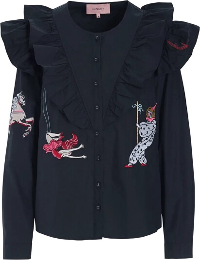 Hunkøn Nola Ruffle Shirt   BLACK   XXL