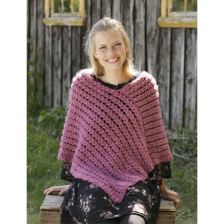 Â Malina by DROPS Design Poncho Hekleoppskrift str S XXXL