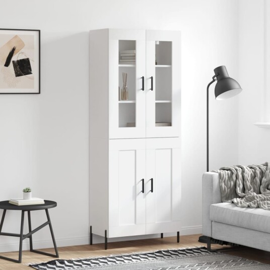 vidaXL Highboard hvit 69,5x34x180 cm konstruert tre 8720845477677
