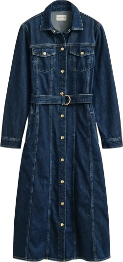 Gant Belted Denim Midi Dress Navy 40