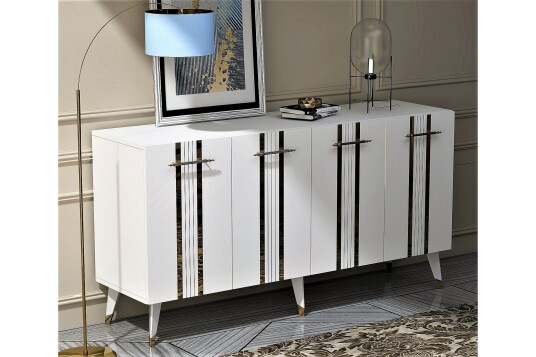 Harsum Konsollbord 150 cm Gull/Hvit