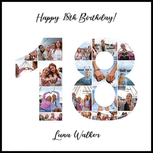 18th Birthday Photo Collage Personal Plakat Plakat / 100x100cm
