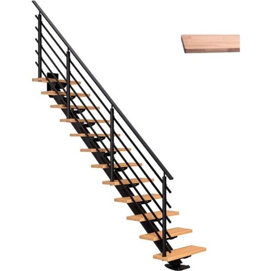 Dolle Sydney Rett Trapp Svart 9005 pure hvitoljet Eik 75 12 Loddrett Høyde 240 292cm