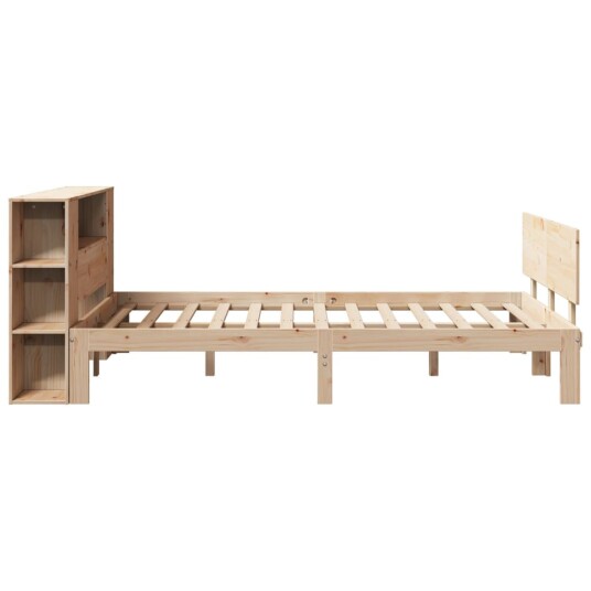 Seng med bokhylle uten madrass 135x190 cm heltre furu 8721158614131