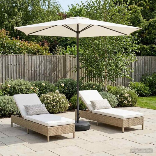 vidaXL Hageparasol med base 270 x 270 cm Polyester Rektangulær Krem