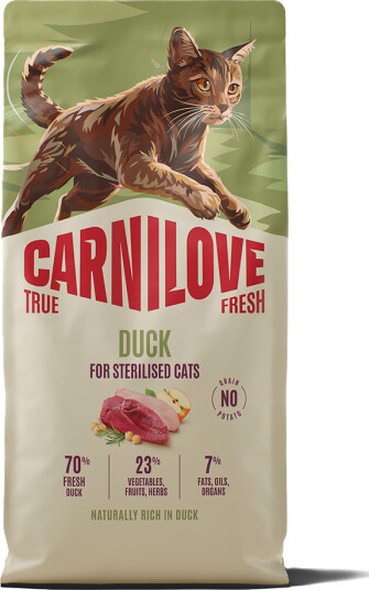Carnilove True Fresh Katt Fôr med And for Steriliserte Voksne 2 kg Carnilove True Fresh Katt Fôr med And for Steriliserte Voksne 2 kg