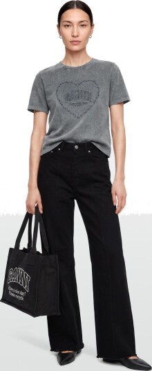 Ganni Washed Heart T Shirts Grey L