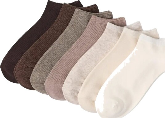 Lindex 7 Pack Ribbed Ankle Socks Brown 36/38