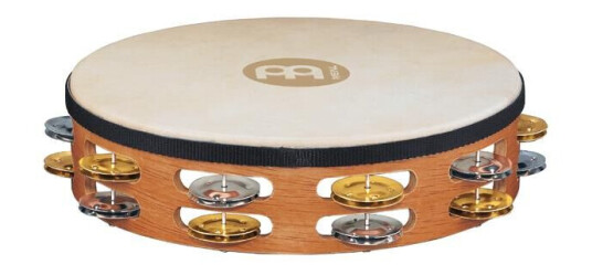 Meinl Tah-2-M-Snt Wood Tamburin,M/skinn,Brass/nikk. Dobb M