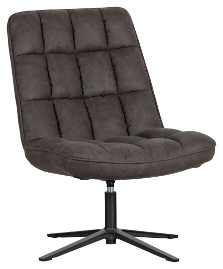 Woood Dirkje Loungestol m. dreiefot, Sort Kunstlær Unoliving 1641483-02-0 1690148-01-0