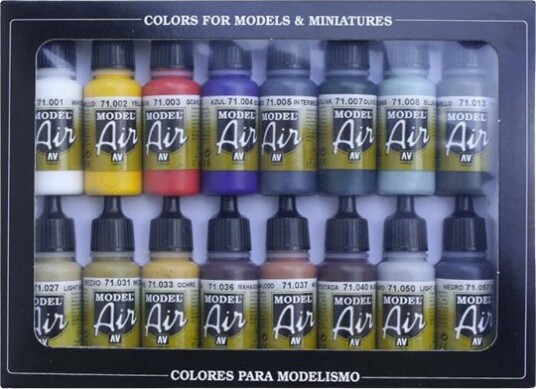Vallejo 71.178 Sort Blå Brun Grønn Ochre Oliven Rød Hvit Gult Acryl Maling Væske 17 Ml 16 Stykker