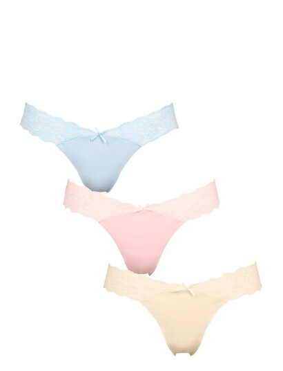 Missya Seamless String W Lace On Side 3 Pack   Pink   XL