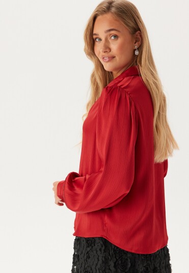 BUBBLEROOM Puff Sleeve Structured Shirt Red 42