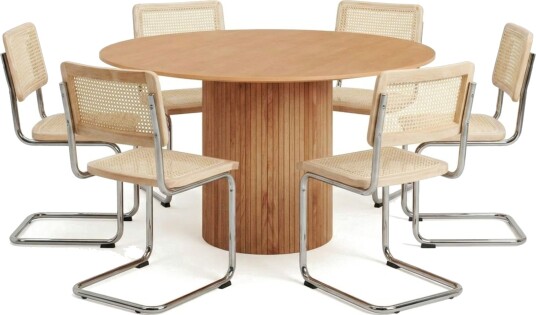 Kopparbo spisegruppe rund 130 cm eik med 6 Build spisestoler   Eik