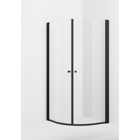 VikingBad Dusjhjørne buet LIAM, 80cm sort